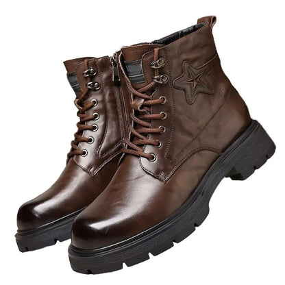 Bottines homme Marron avec motif étoile sur fond blanc