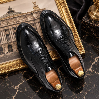 Chaussure Oxford homme à lacets effet crocodile Opéra Noir