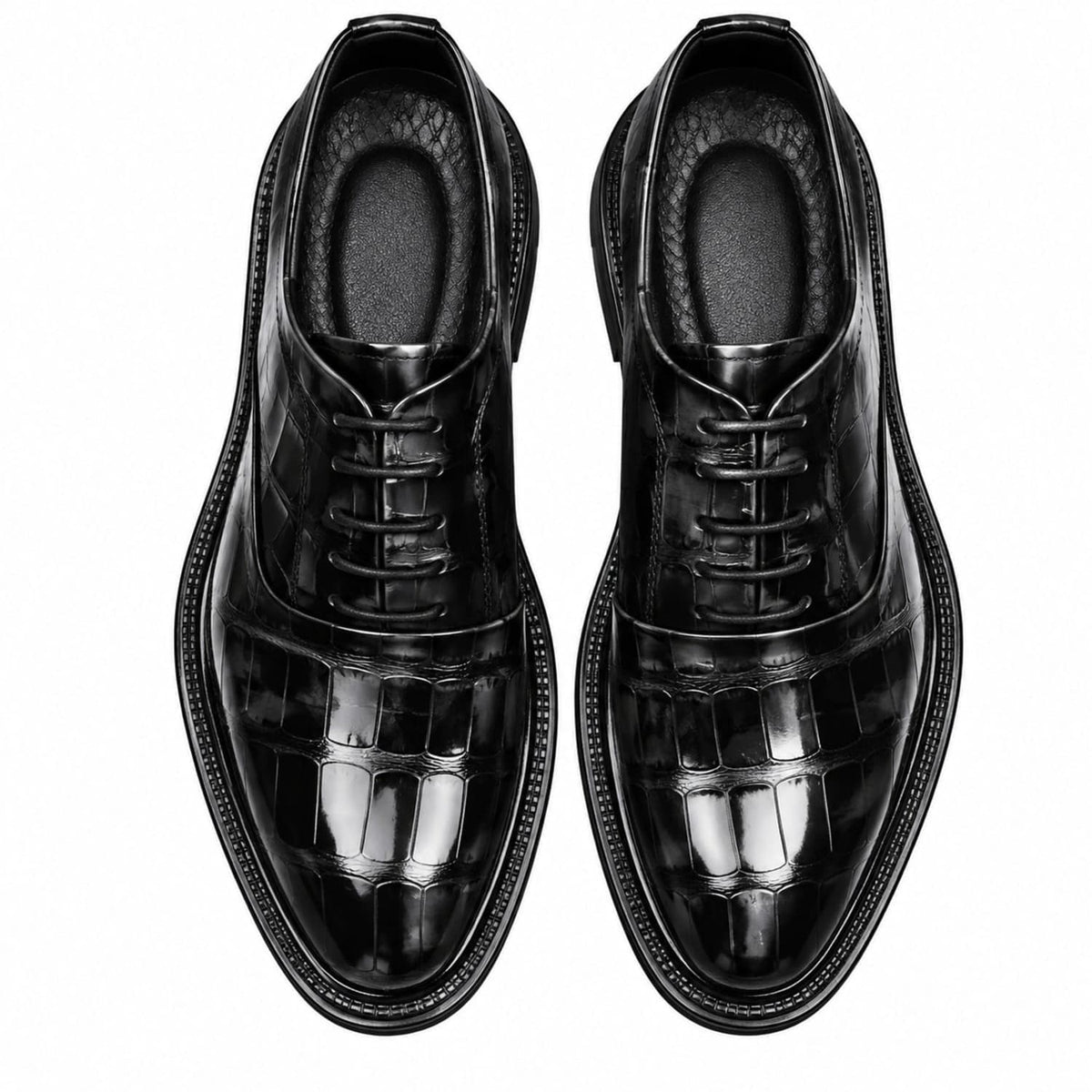 Chaussure Oxford homme à lacets effet crocodile Opéra Noir