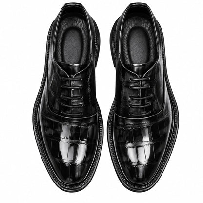 Chaussure Oxford homme à lacets effet crocodile Opéra Noir