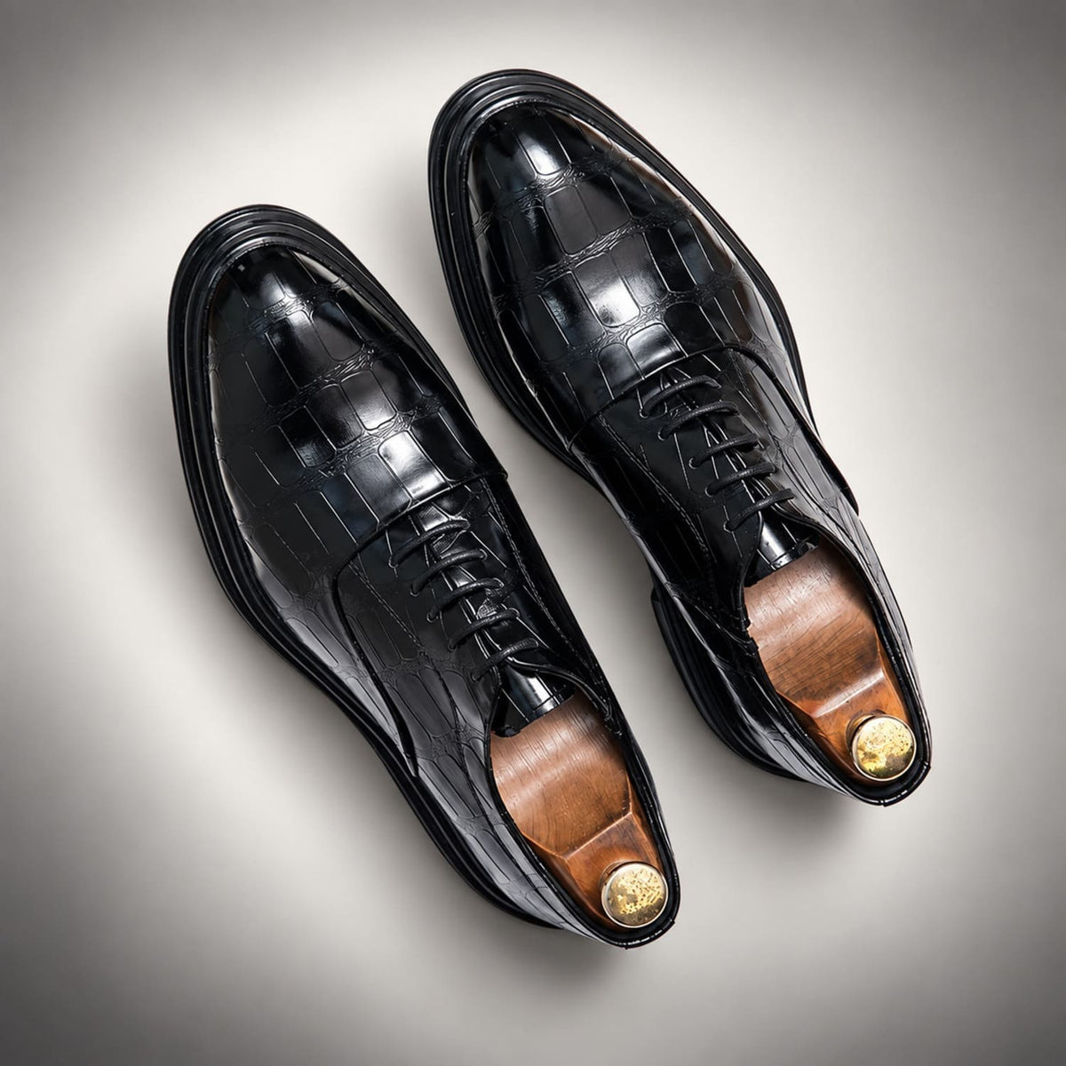 Chaussure Oxford homme à lacets effet crocodile Opéra Noir