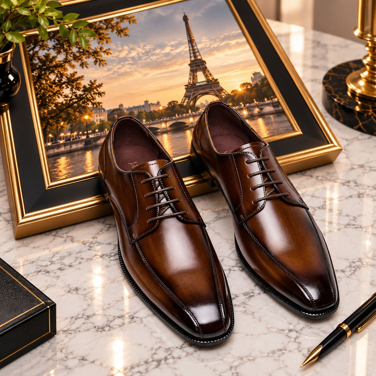 Chaussure Oxford homme en cuir à lacets Eiffel Cognac