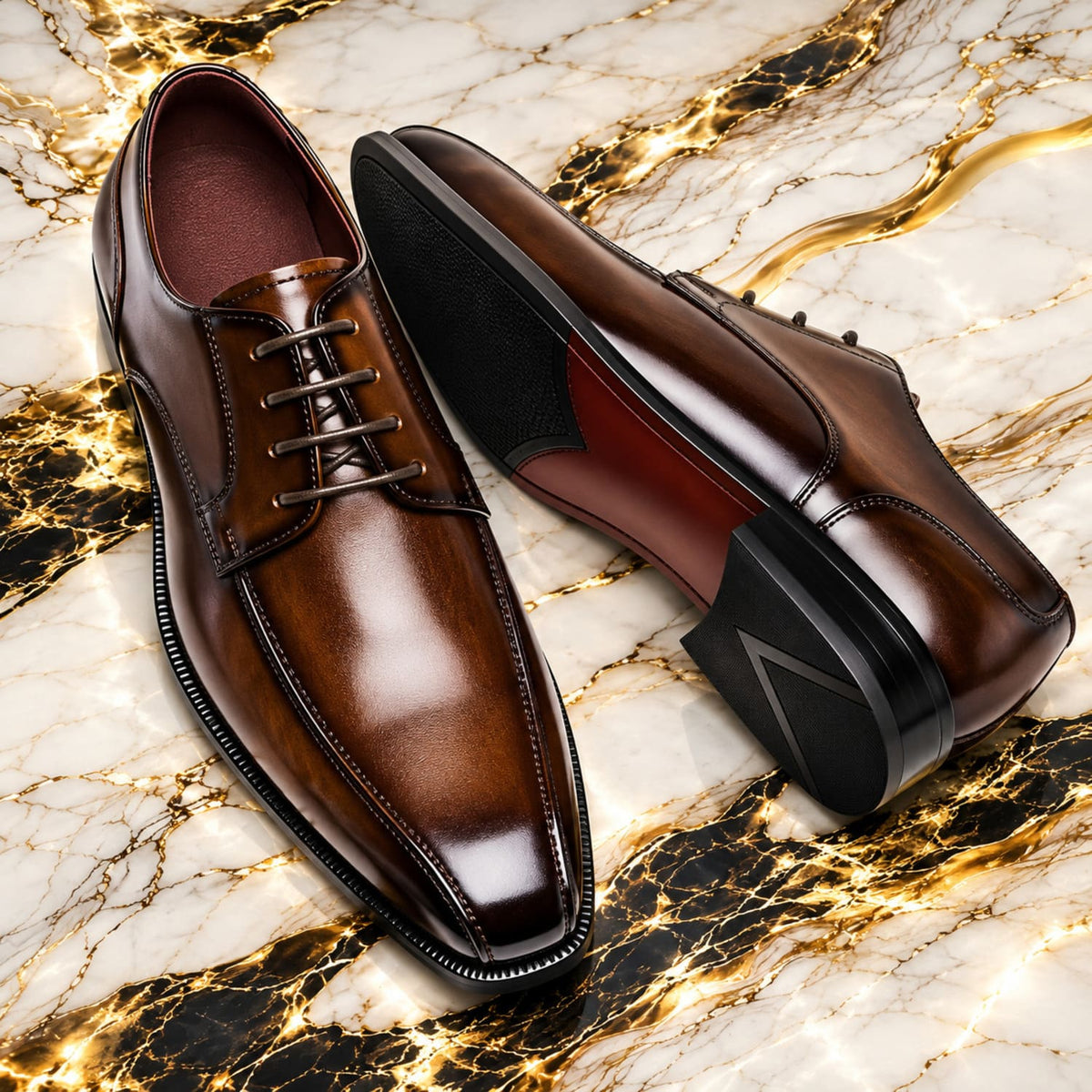 Chaussure Oxford homme en cuir à lacets Eiffel Cognac