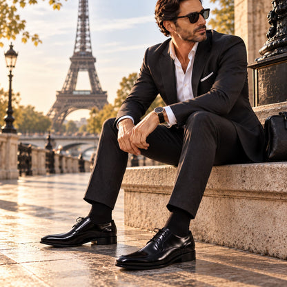 Chaussure Oxford homme en cuir à lacets Eiffel Noir