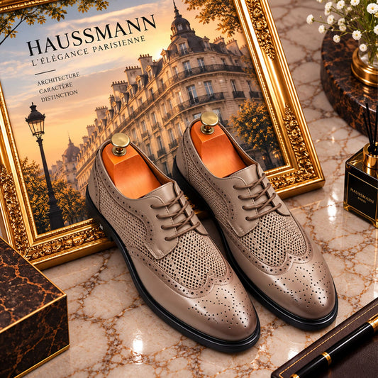 Chaussures Oxford homme à lacets Style Brogue Haussmann Beige