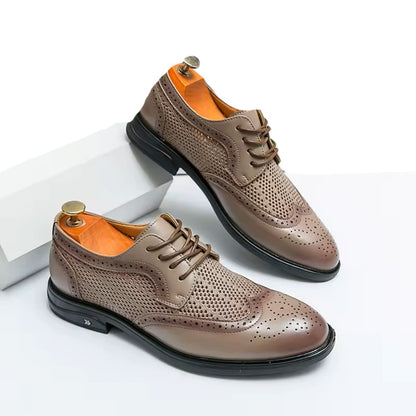 Chaussures Oxford homme à lacets Style Brogue Haussmann Beige