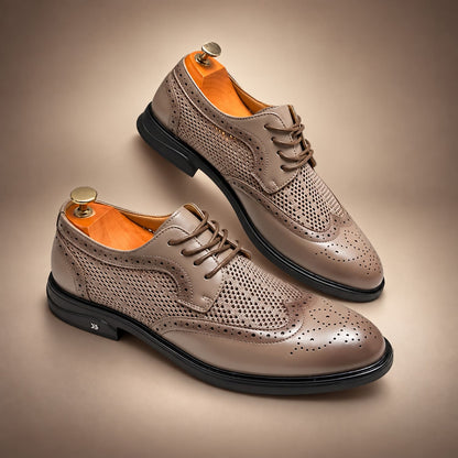 Chaussures Oxford homme à lacets Style Brogue Haussmann Beige