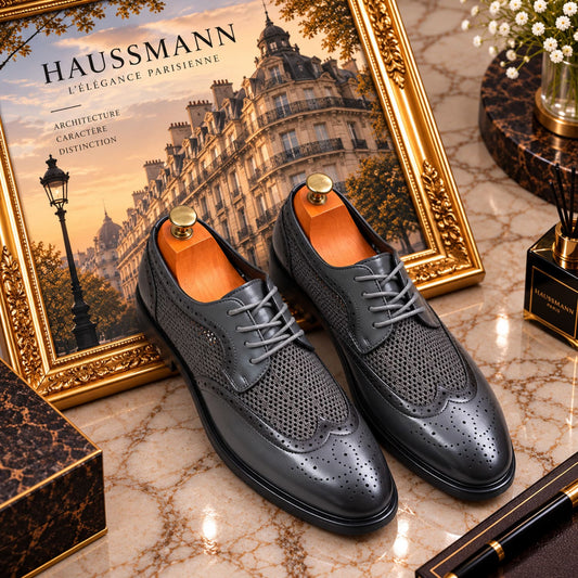 Chaussures Oxford homme à lacets Style Brogue Haussmann Gris