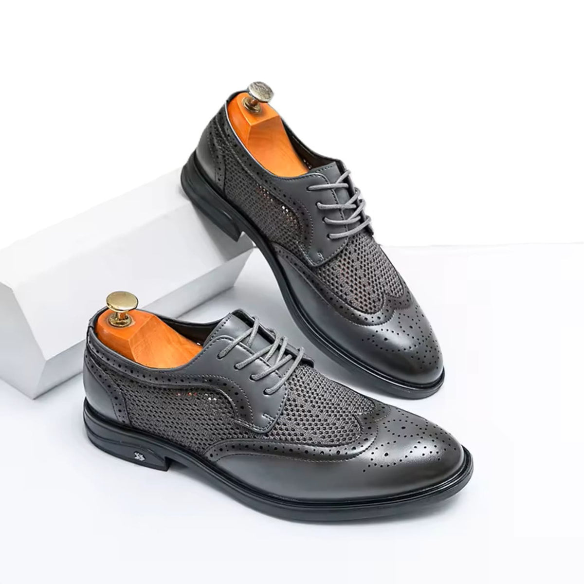 Chaussures Oxford homme à lacets Style Brogue Haussmann Gris