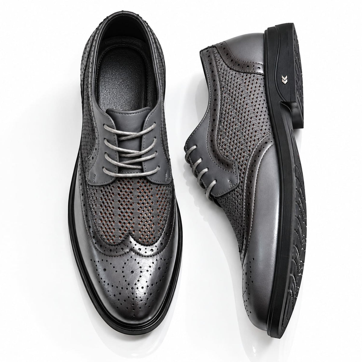 Chaussures Oxford homme à lacets Style Brogue Haussmann Gris