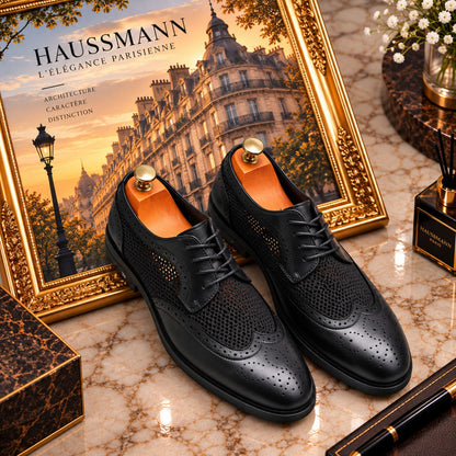 Chaussures Oxford homme à lacets Style Brogue Haussmann Noir