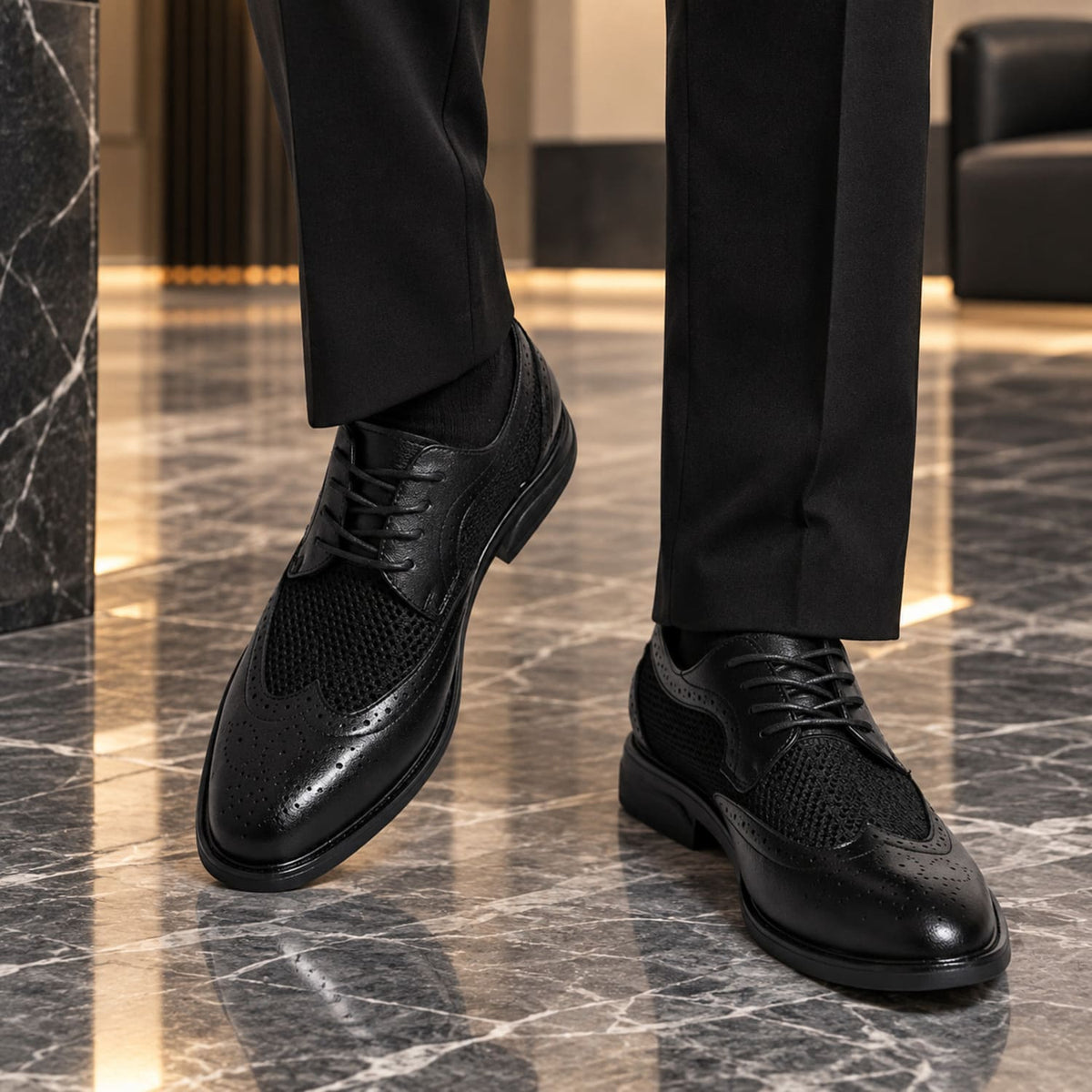 Chaussures Oxford homme à lacets Style Brogue Haussmann Noir